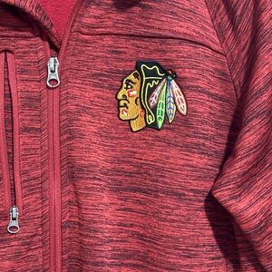 #048 Chicago Blackhawks NHL Men's Red Full Zip Lightweight MEDIUM Jacket